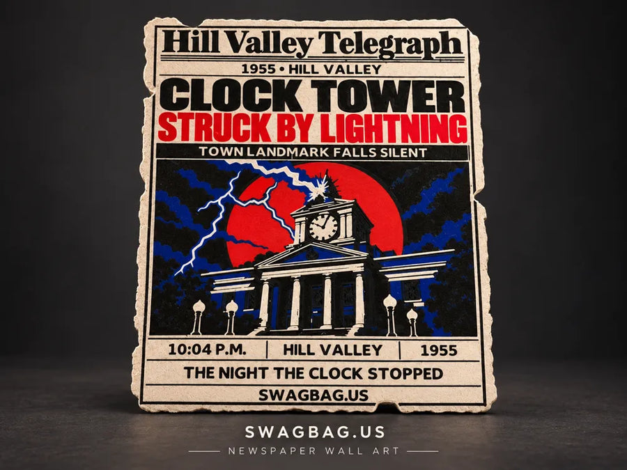 Clock Tower 1955 — Newspaper Wall Art — Image Edition by SwagBag.US
