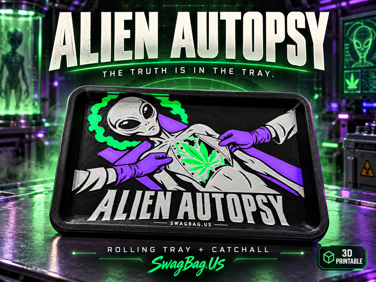 Alien Autopsy — Rolling Tray & Catchall by SwagBag.US — promotional cover based on the finished print