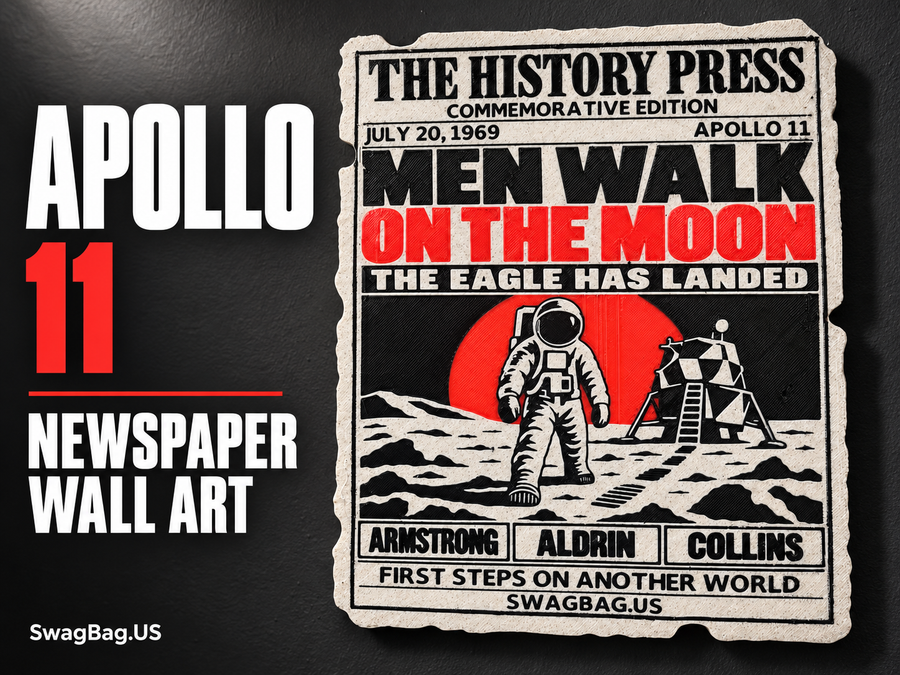 Apollo 11 — Commemorative Newspaper Wall Art — approved SwagBag.US cover