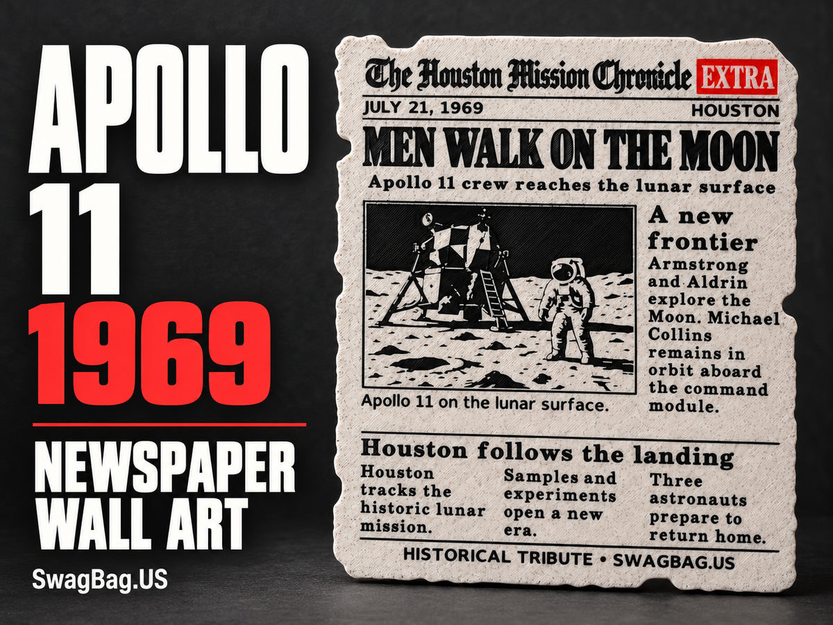 Apollo 11 — Houston Mission Chronicle Newspaper Wall Art — approved SwagBag.US cover