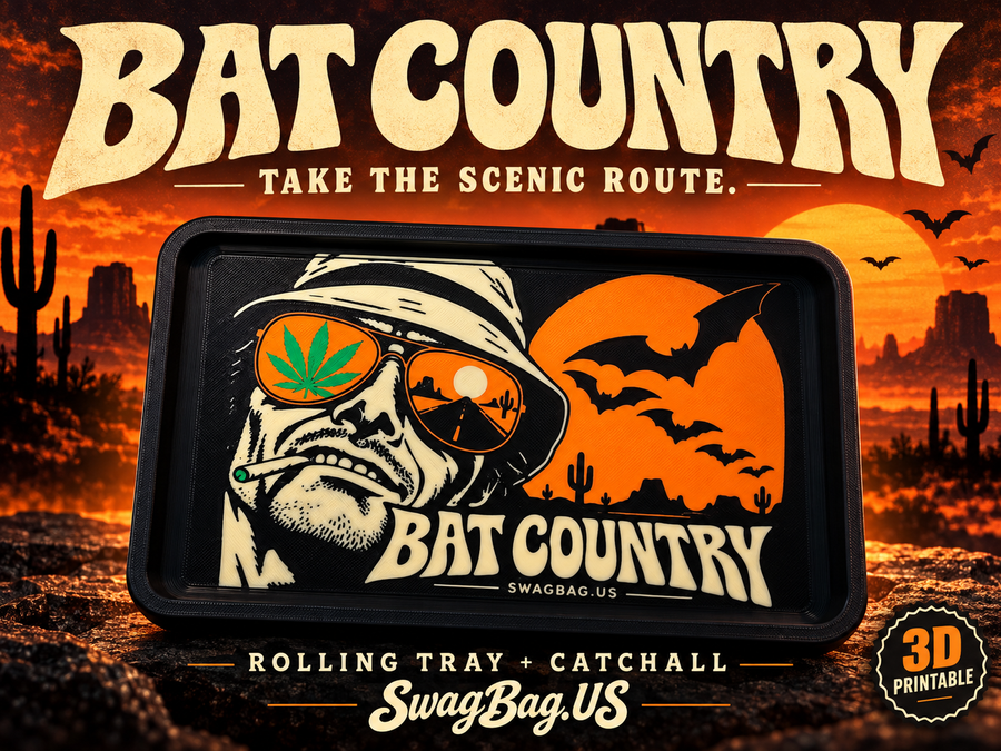 Bat Country — Rolling Tray & Catchall by SwagBag.US — promotional cover based on the finished print
