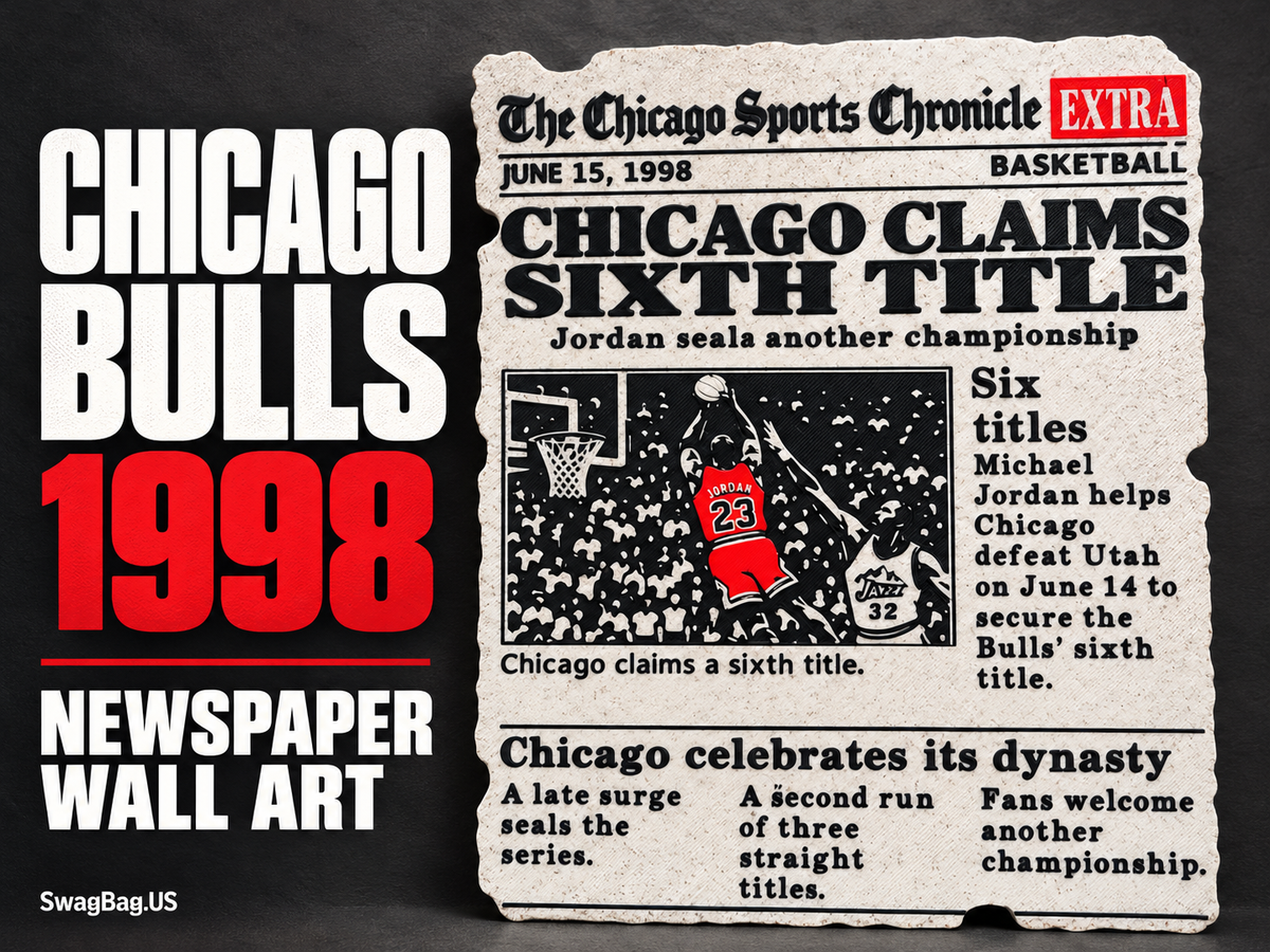 Chicago Bulls 1998 — Newspaper Wall Art — approved SwagBag.US cover