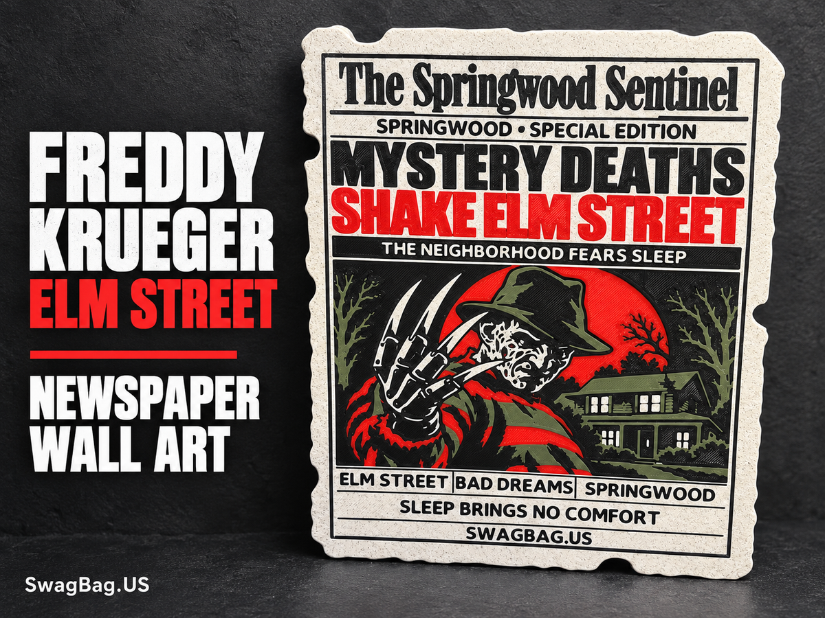 Freddy Krueger — Elm Street Newspaper Wall Art — approved SwagBag.US cover