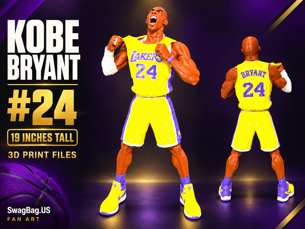 Kobe Bryant #24 celebration statue 19-inch fan art — MakerWorld cover.