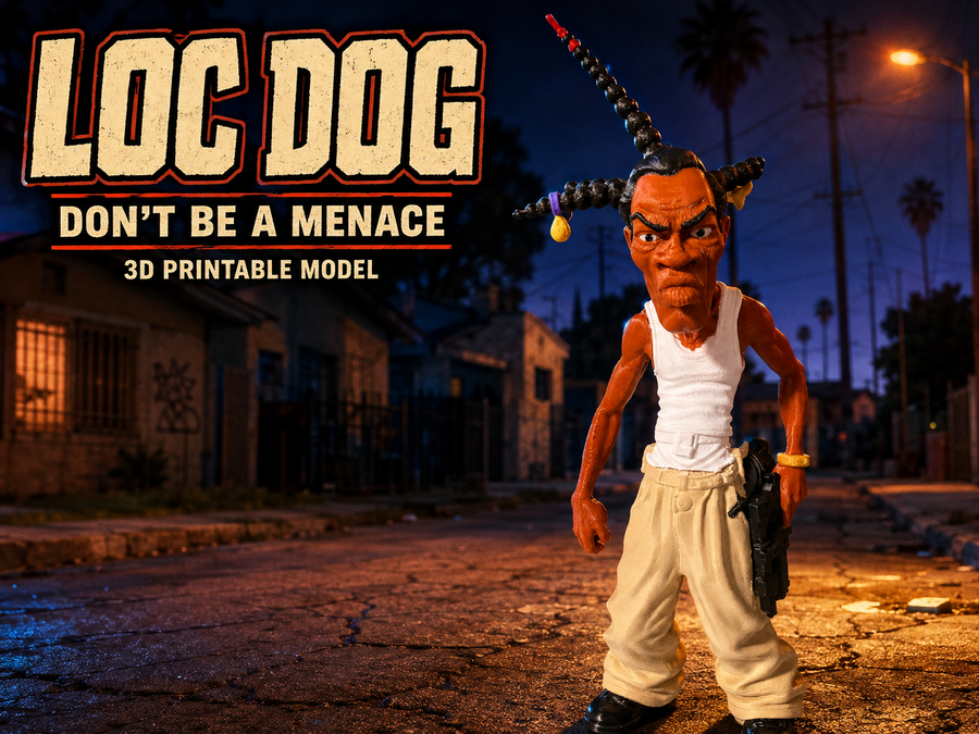 Loc Dog tall fan tribute collectible statue — MakerWorld cover.