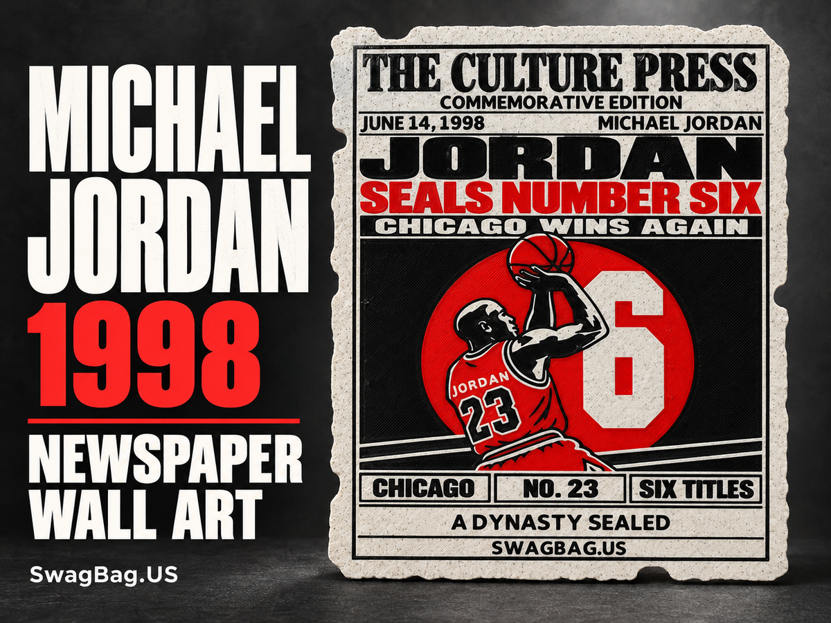 Michael Jordan — Number Six Newspaper Wall Art — approved SwagBag.US cover