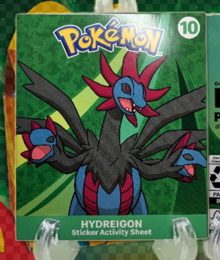 Pokemon TCG booster and sticker activity sheet Hydreigon - Happy Meal Toy