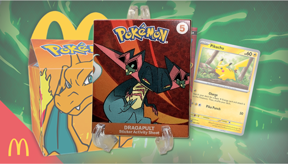 Pokemon TCG booster and sticker activity sheet Dragapult - Happy Meal Toy
