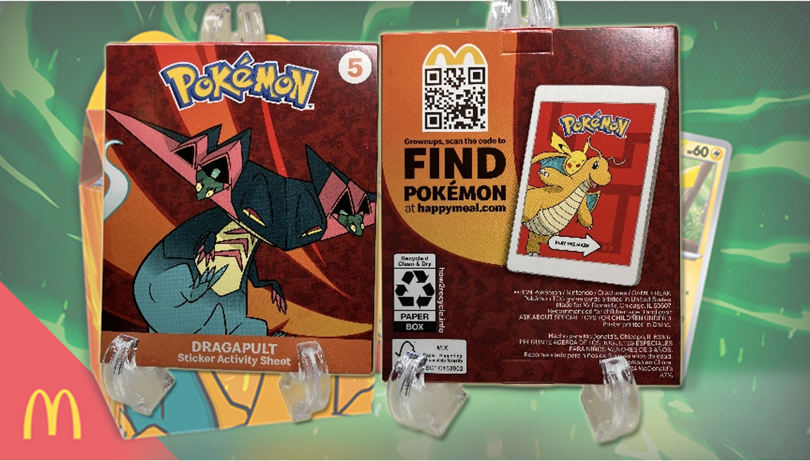 Pokemon TCG booster and sticker activity sheet Dragapult - Happy Meal Toy