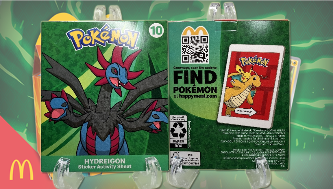 Pokemon TCG booster and sticker activity sheet Hydreigon - Happy Meal Toy