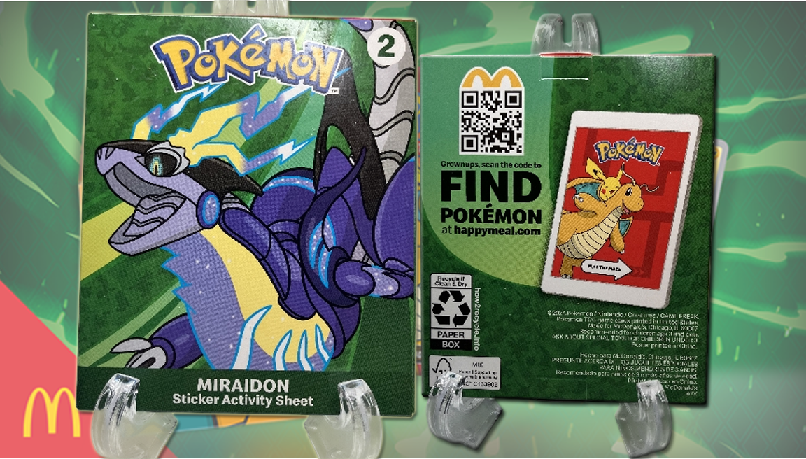 Pokemon TCG booster and sticker activity sheet Miraidon - Happy Meal Toy