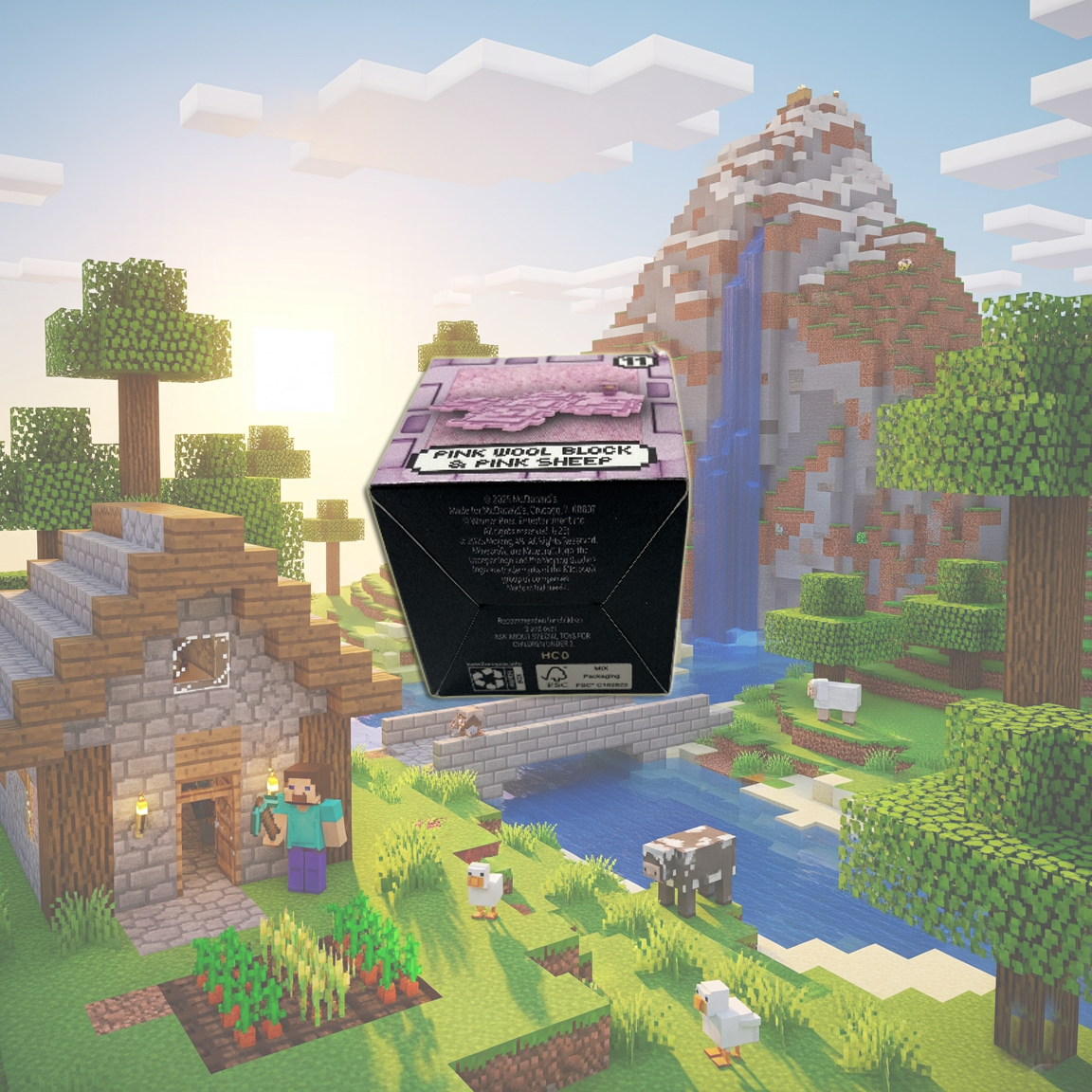 Pink Wool Block & Pink Sheep Minecraft The Movie Happy Meals Toy 2025